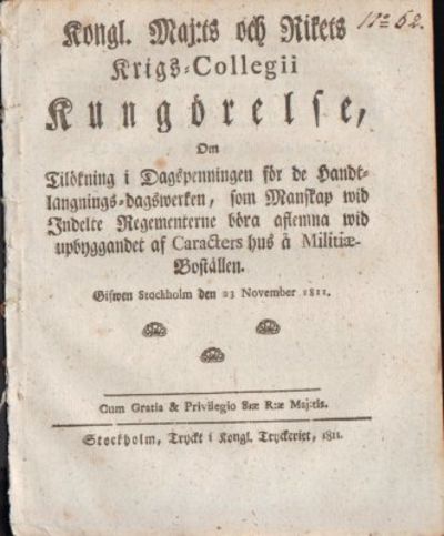 Kongl. Maj:ts och Rikets Krigs-Collegii…