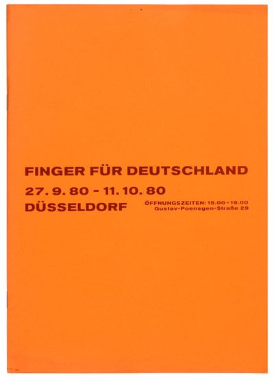 Finger für Deutschland, 27.8.80 – 11.10.80 Düsseldorf