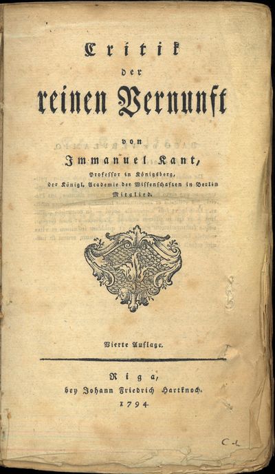 Critik der reinen Vernunft von (...), Professor…