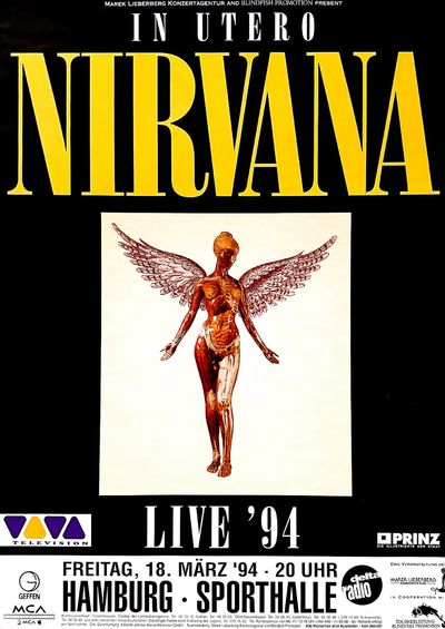Original Color Poster for Canceled Nirvana Show in Hamburg, Germany