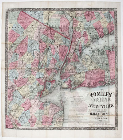 New York,, 1867. Hardcover. Very Good. 22 ¾ x 17 inches. With original red covers, separate; bright...