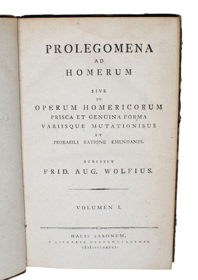 Prolegomena ad Homerum sive de Operum Homericum…