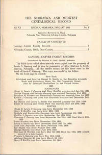 The Nebraska and Midwest Genealogical Record Vol. XX, No. 1, January 1942