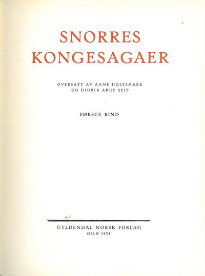 Snorres kongesagaer. Oversatt av Anne Holtsmark…