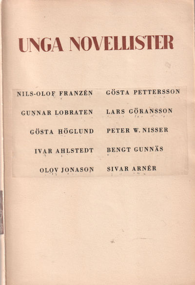 Unga novellister. Andra samlingen