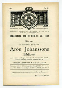 Bokauktion den 21 och 25 maj 1937. Böcker ur…