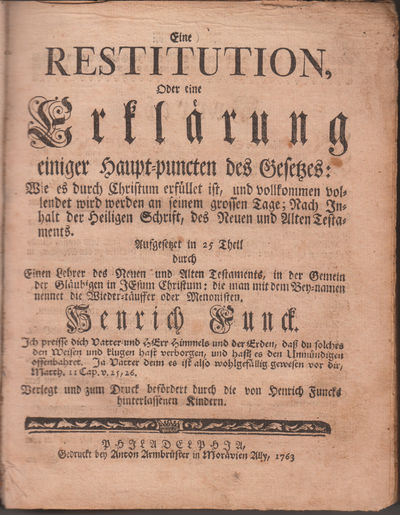 Eine Restitution Oder eine Erklarung ....