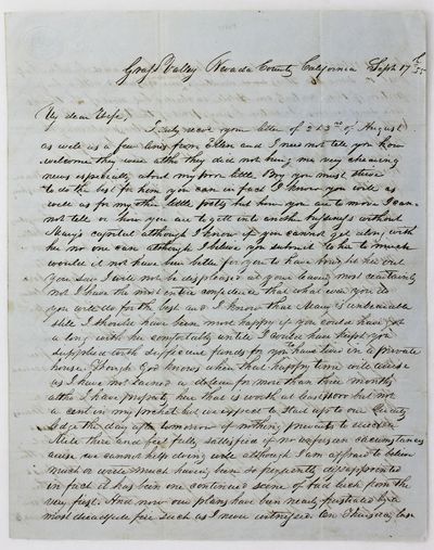 [Autograph Letter, Signed, from a Gold Seeker to His Wife, Detailing His Mixed Luck in California]