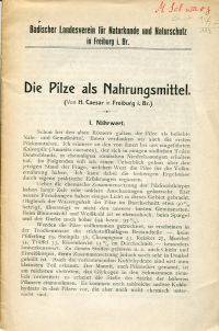 Die Pilze als Nahrungsmittel.