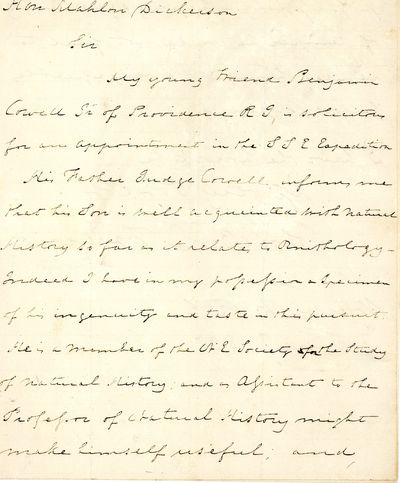 Autograph Letter Signed, as Governor of Rhode Island. Warwick, Rhode Island, June 7, 1837, to Secretary of the Navy Mahlon Dickerson.