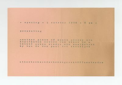 Announcement sheet: another piece of music een muziekstuk encore une piece de musique schon wieder ein musikstuck by van de von paul van reeuwijck (5 October 1976)
