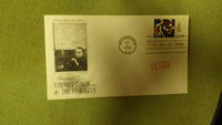 SIGNED by Artist Caricaturist Al Hirschfeld on Front of Envelope,   First Day of Issue FDC  Stamped Envelope with Drawing on Envelope Honoring Stuart Davis & The Fine Arts on Front of Envelope ,  December 2, 1964