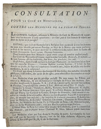  :: 1786., 1786. 4to. 4 pp. Self-wraps. Very good. RARE. This priest was working as a healer, 