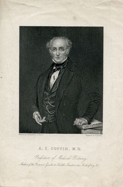Professor of Medical Botany, Author of the Botanic Guide to Health, Treatise on Midwifery, etc. Engraved Portrait by H. B. Hall after Charpentier