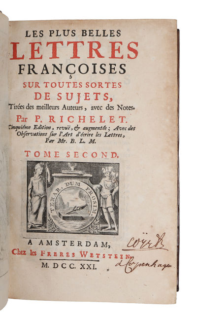 Les plus belles lettres françoises sur toutes sortes de sujets, tirées des meilleurs auteurs, avec des notes. Cinquieme edition. 2 parts. (photo 4)