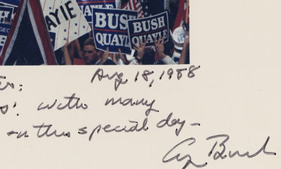 George H.W. Bush Inscribes a Photograph to Lee Atwater, the Man Who Made Him President