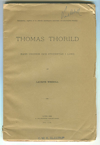 Thomas Thorild. Hans ungdom och studentår i Lund.