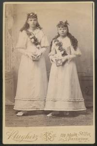 Cabinet Photograph of Two Girls with Flower Crowns and Sashes each holding a Book
