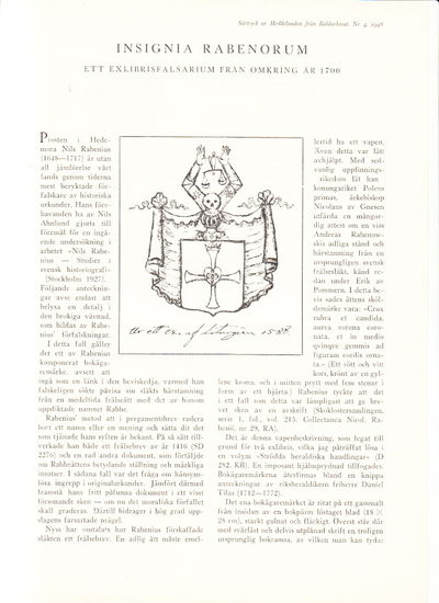 Insignia Rabenorum. Ett exlibrisfalsarium från…