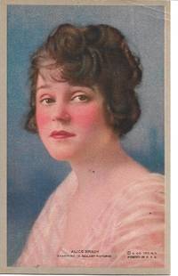 image of Alice Bracy, American Silent Movie Actress, Colored Portrait on White Bordered Postcard