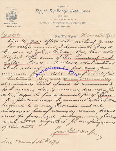 A Financial Document Initialed By General John Gibbon