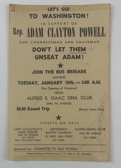 Let's Go! To Washington! In Support of Rep. Adam Clayton Powell Our Congressman and Chairman... [caption title]