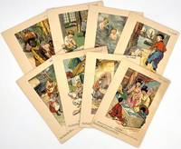 Eight (8) Illustrated Cards for Teaching Hygiene and International Friendship, Tolerance