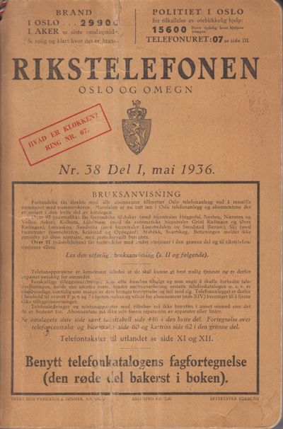 Rikstelefonen Oslo og omegn. Nr. 38 Del I, mai…