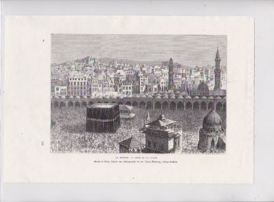 Engraving of Pilgrims at the Court of the Kaaba in Mecca, 1884