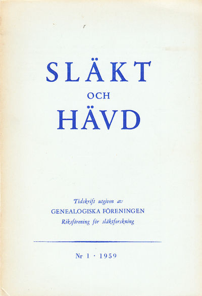 Släkt och Hävd 1959:1-3.