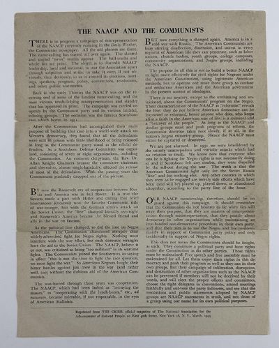 The NAACP and the Communists [caption title]