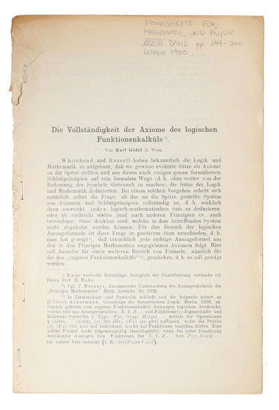 Die Vollständigkeit der Axiome des logischen…