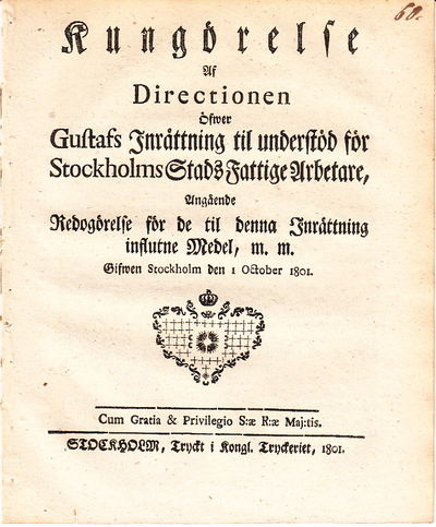 Kungörelse Af Directionen Öfwer Gustafs…