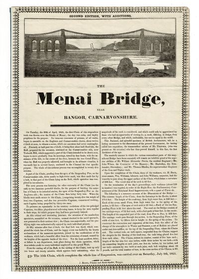 The Menai Bridge, near Bangor, Carnarvonshire