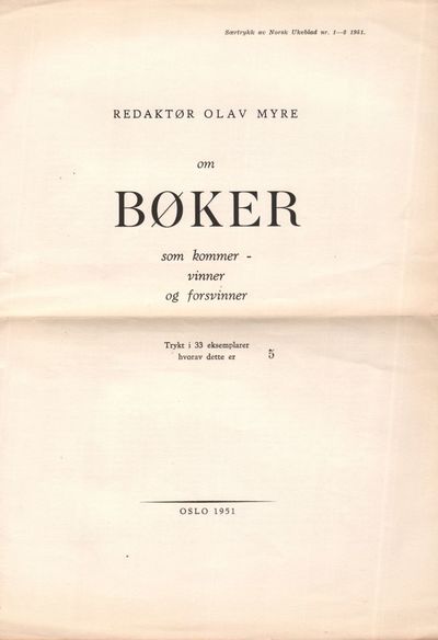 Redaktør Olav Myre om bøker som kommer - vinner…