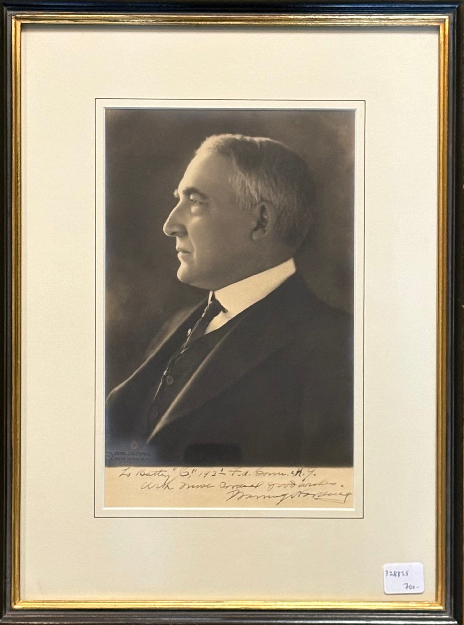 Inscribed Side Portrait of U.S. President Warren G. Harding by HARDING ...