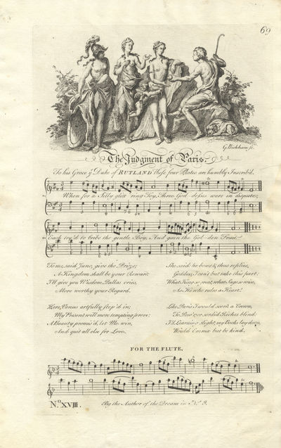 The Judgement of Paris. Plate 69 from George Bickham's The Musical Entertainer