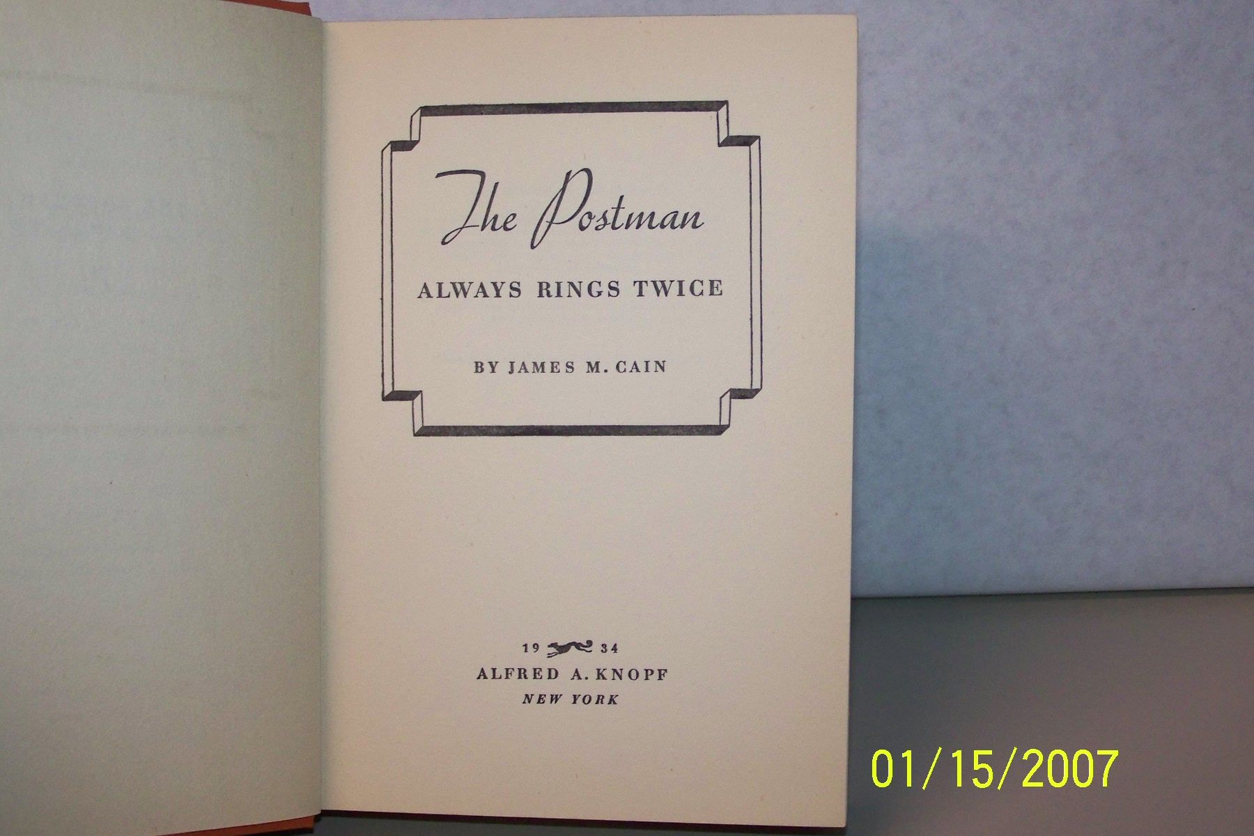 The Postman Always Rings Twice by James M. Cain | Hardcover | 1934