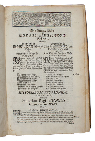 Heims Kringla/ Eller Snorre Sturlusons Nordländiske Konunga Sagor. Sive Historiae Regum Septentrionalium. Ante secula quinque, patrio sermone antiquo Conscriptae, Quas Ex Manuscriptis Codicibus edidit, Versione gemina, notisque brevioribus, Indici Poë... - [THE EDITIO PRINCEPS OF THE FIRST FULL COLLECTION OF THE "HEIMSKRINGLA", THE SAGAS, IN THE ORIGINAL ICELANDIC] (photo 5)