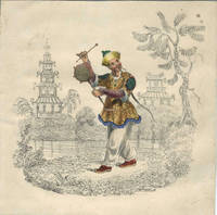 image of Playful color lithograph of Chinese man with drum