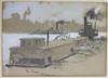 [Handsome Gouache Watercolor of Steamboats on the Mississippi River at St. Louis]