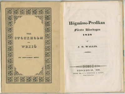 Högmässo-predikan första bönedagen 1838.