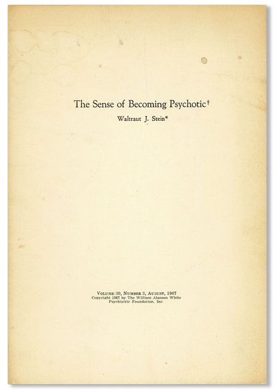 N.p.: William Alanson White Psychiatric Foundation, 1967. Offprint. Octavo (25.25cm.); publisher's w...