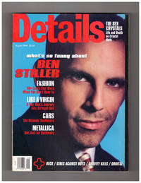 Details Magazine - August 1996. Cover: Ben Stiller; Metallica; Crystal Meth; Jennifer Tilly; Synthetic Shirts; Gay Male Curious About Women; Ultimate Dashboard; Girls Against Boys; Orbital; Defying Gravity; Lionel Richie; John Leguizamo; Tatiana Bolanos; Surfer Girl