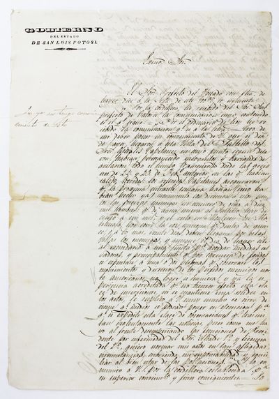 [Manuscript Letter Written by Ramon Adame Warning of the Approach of 10,000 "Perfidious American Enemies" from the North]