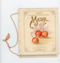 An embossed die-cut menu in the shape of a book for a Banquet in honor of Frederick W. Geissenhainer, philanthropic citizen and attorney. Sea Cliff, L. I., NY 1901
