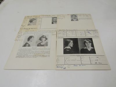 Five Female Mug shot type cards with Bertillon information