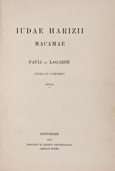 Judae Harizii Macamae Pauli de Lagarde studio et sumptibus editae