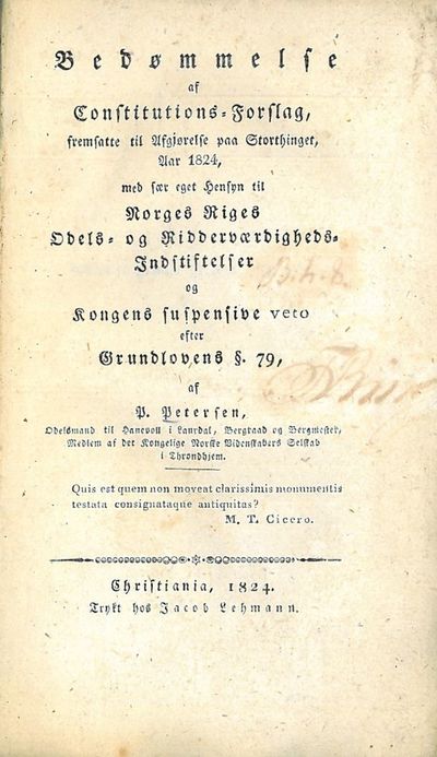 Bedømmelse af Constitutions-Forslag, fremsatte…