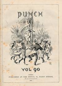 cover of Punch, Or the London Charivari. Jan - June 1886 Volume 90. Red half leather cover